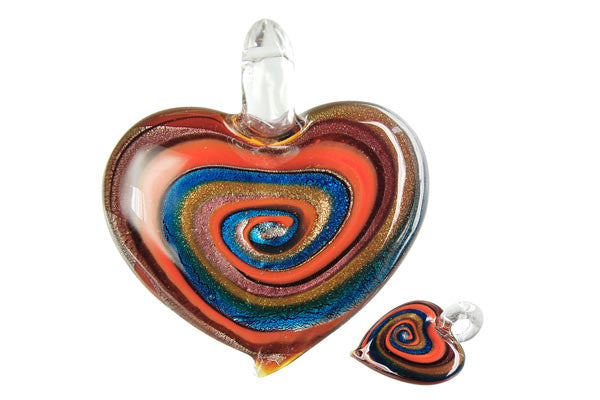 Pendant Murano Foil Glass Heart Style C (YH04 Red)