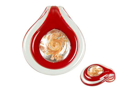 Pendant Murano Foil Glass Coin Eye (O-114 Red)