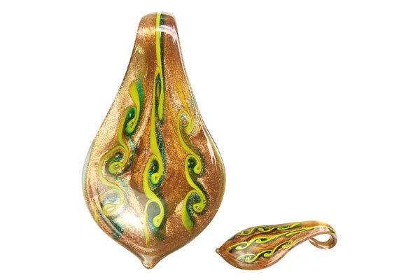 Pendant Murano Foil Glass Smooth Leaf (XDB21 Yellow and Green)