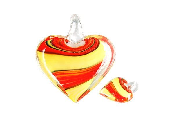 Pendant Murano Foil Glass Heart Screw Flower (XD 35 Yellow and Red)