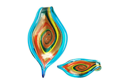 Pendant Murano Foil Glass Leaf (X44 Sky Blue)