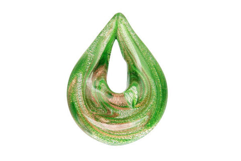 Pendant Murano Foil Glass Briolette Donut (XDA06 Green)