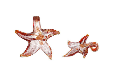 Murano Foil Glass Star Earrings (S01 Red)