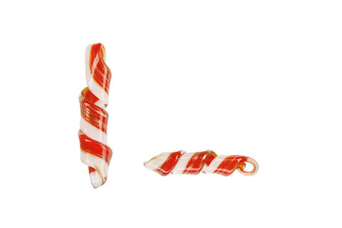 Murano Foil Glass Twist Earrings (YHA07 Red and White)