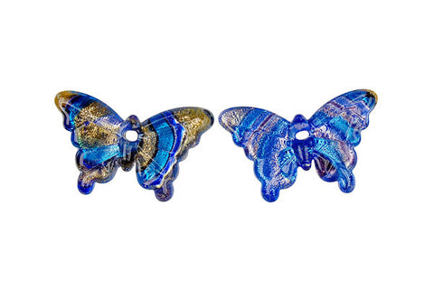 Murano Foil Glass Butterfly Earrings (YHA11 Blue)