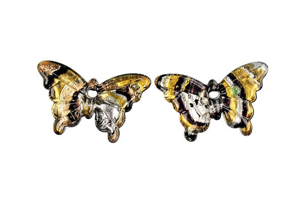 Murano Foil Glass Butterfly Earrings (YHA15 Black)