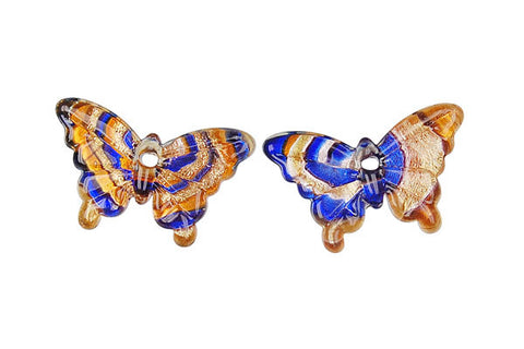 Murano Foil Glass Butterfly Earrings (YHA16 Red)