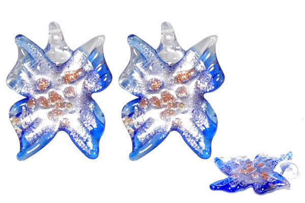 Murano Foil Glass Butterfly Earrings (YHA33 Blue)