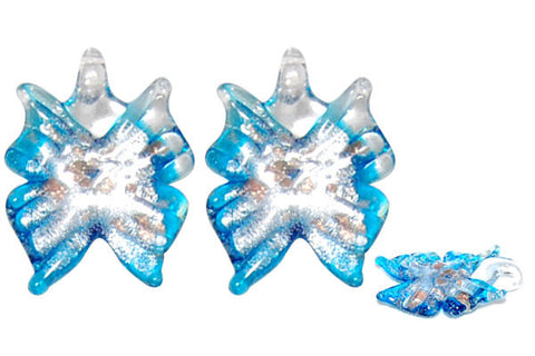 Murano Foil Glass Butterfly Earrings (YHA35 Aqua)