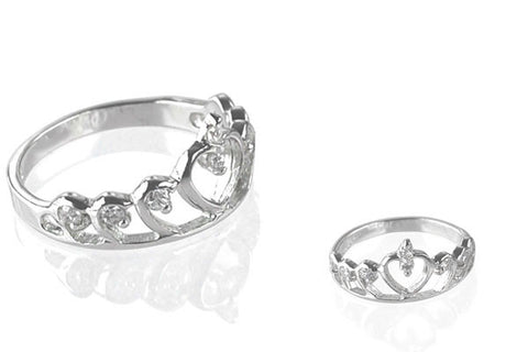 Cubic Zirconia Sterling Silver Clear Crown