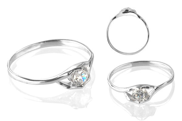 Cubic Zirconia Sterling Silver 4mm Round Solitaire