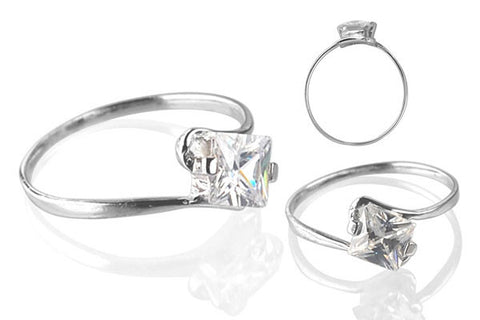 Cubic Zirconia Sterling Silver 5mm Princess-Cut Solitaire