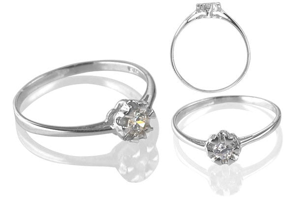 Cubic Zirconia Sterling Silver 3.5mm Round Solitaire with 6 Prongs