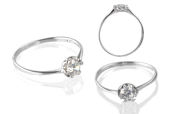 Cubic Zirconia Sterling Silver 4.5mm Round Solitaire