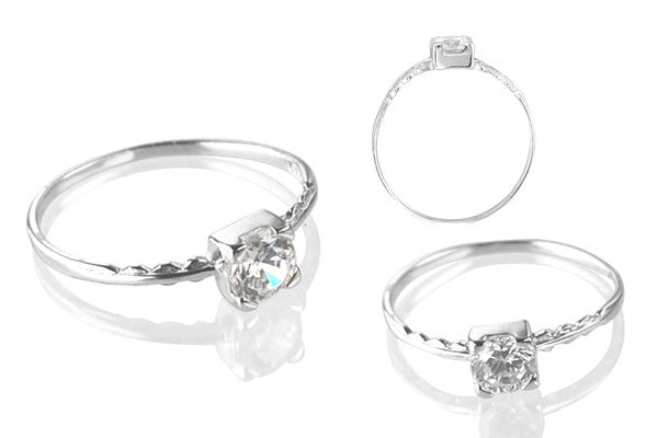 Cubic Zirconia Sterling Silver 5mm Round Solitaire