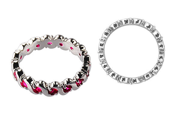 Cubic Zirconia Sterling Silver Ruby Red Eternity