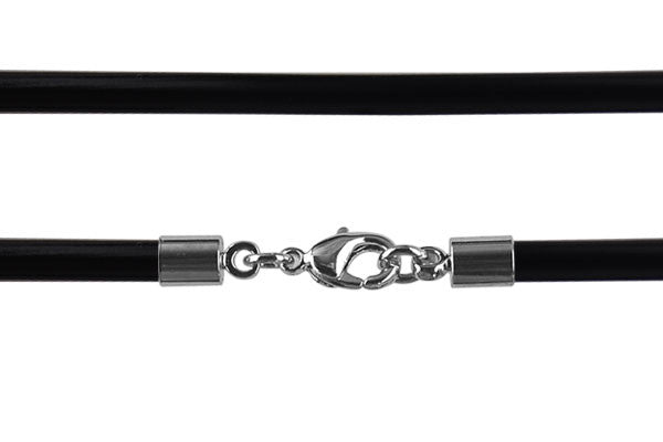 Leather Necklace, Black w/Silver-Plated Endcaps