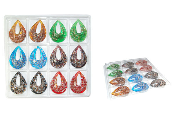 Pendant Murano Foil Glass Value Pack (Briolette Dount YH1)