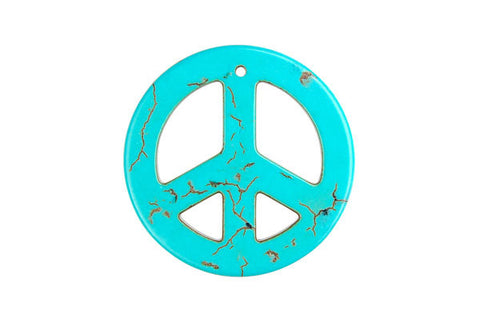 Howlite (Turquoise) Peace Sign Pendant