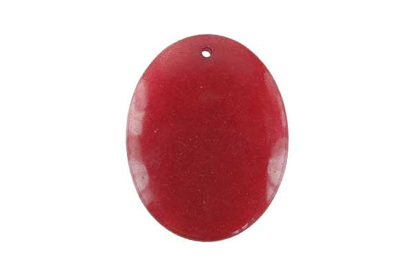 Pendant Colored Jade (Red) Flat Oval