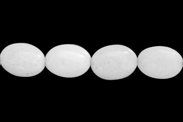 White Marble Flat Oval Beads – GemMall