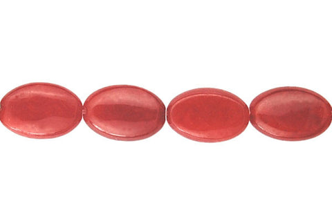 Colored Jade (Red) Flat Oval Beads