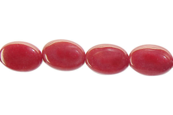 Colored Jade (Red) Flat Oval Beads