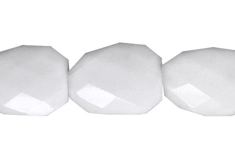 White Marble Twisted Faceted Flat Slab Beads
