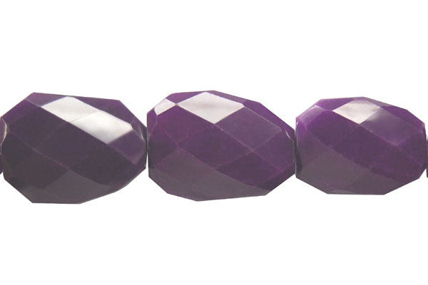 Colored Jade (Amethyst) Twisted Faceted Flat Slab Beads