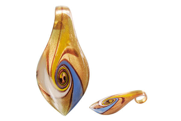 Pendant Murano Foil Glass Smooth Leaf (XDA23 Amber)