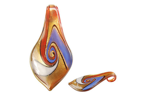 Pendant Murano Foil Glass Smooth Leaf (XDA25 Red)