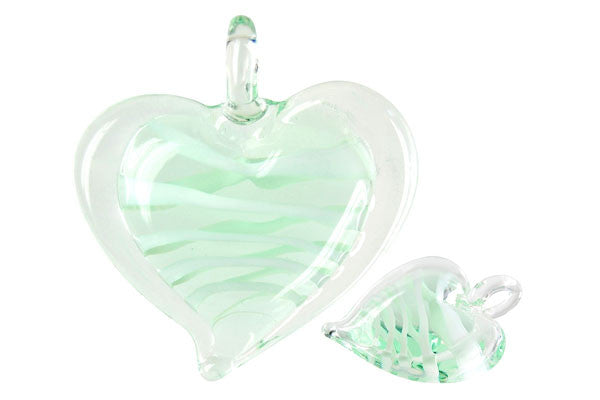Pendant Murano Foil Glass Flat Heart XD (Light Green)