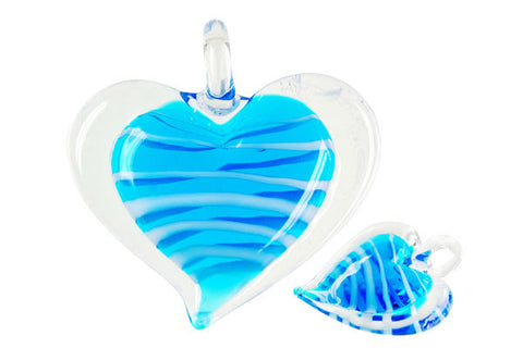Pendant Murano Foil Glass Flat Heart XD (Blue)
