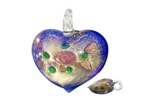 Pendant Murano Foil Glass Heart Style B (X-92 Blue)