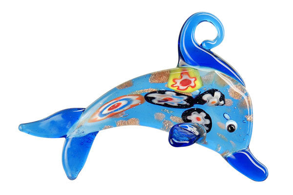 Pendant Murano Foil Glass Dolphins (XDA04 Blue)