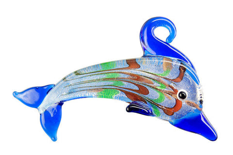 Pendant Murano Foil Glass Dolphins (XDB04 Blue)