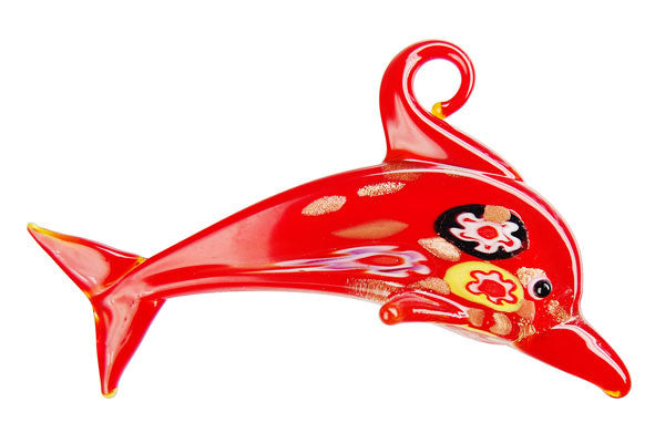 Pendant Murano Foil Glass Dolphins (XDA01 Red)