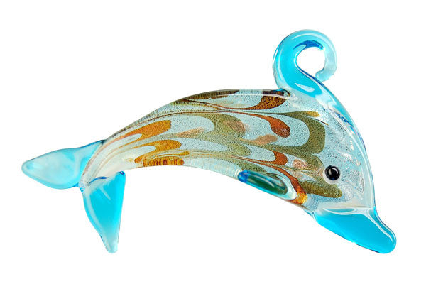 Pendant Murano Foil Glass Dolphins (XDB05 Aqua)