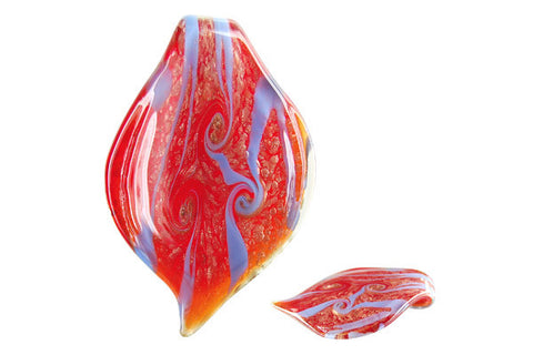 Pendant Murano Foil Glass Leaf Style I (YH06 Red)