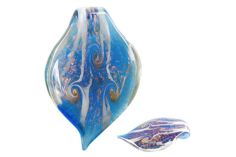 Pendant Murano Foil Glass Leaf Style I (YH05 Blue)