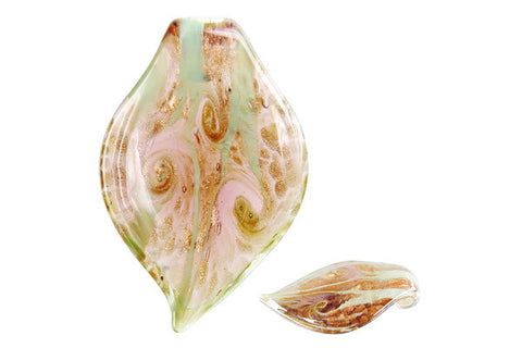 Pendant Murano Foil Glass Leaf Style I (YH04 Purple)