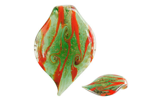 Pendant Murano Foil Glass Leaf Style I (YH02 Green)