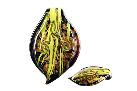 Pendant Murano Foil Glass Leaf Style I (YH01 Black)