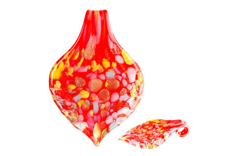 Pendant Murano Foil Glass Leaf (YH22 Red)