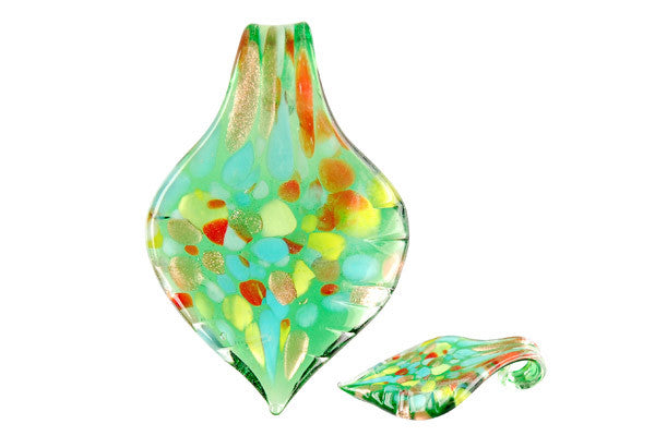 Pendant Murano Foil Glass Leaf (YH24 Green)