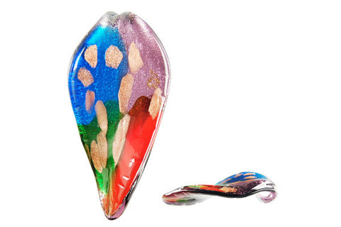 Pendant Murano Foil Glass Leaf (YH37 Red)
