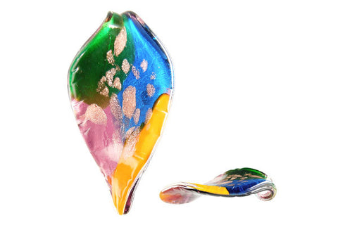 Pendant Murano Foil Glass Leaf (YH36 Orange)