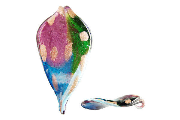 Pendant Murano Foil Glass Leaf (YH35 Aqua)