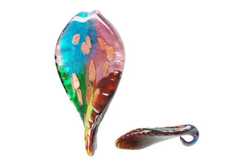 Pendant Murano Foil Glass Leaf (YH31 Purple)