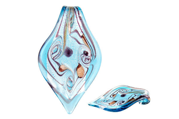 Pendant Murano Foil Glass Leaf Style G (YH06 Aqua)